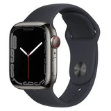 Apple Watch Series 7 GPS + Cellular - Graphite Stainless Steel with Midnight Sport Band, 45mm - Pristine