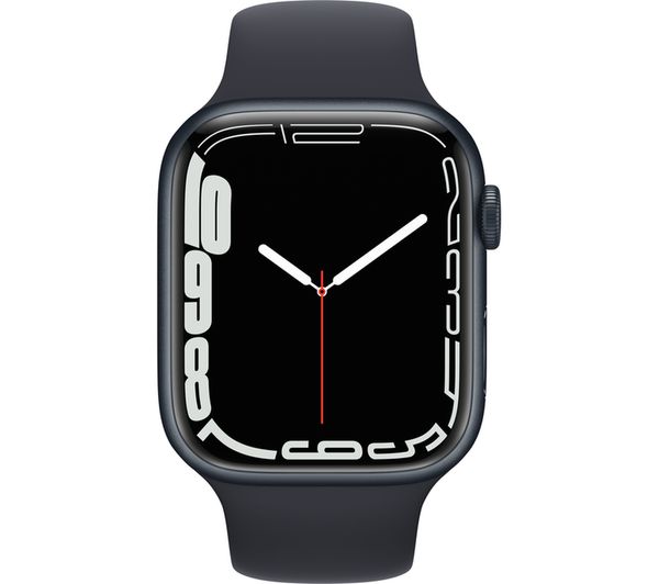 Apple Watch Series 7 GPS + Cellular - Stainless Steel with Midnight Sport Band, 45mm - Acceptable