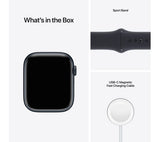 Apple Watch Series 7 GPS + Cellular - Stainless Steel with Midnight Sport Band, 45mm - Acceptable