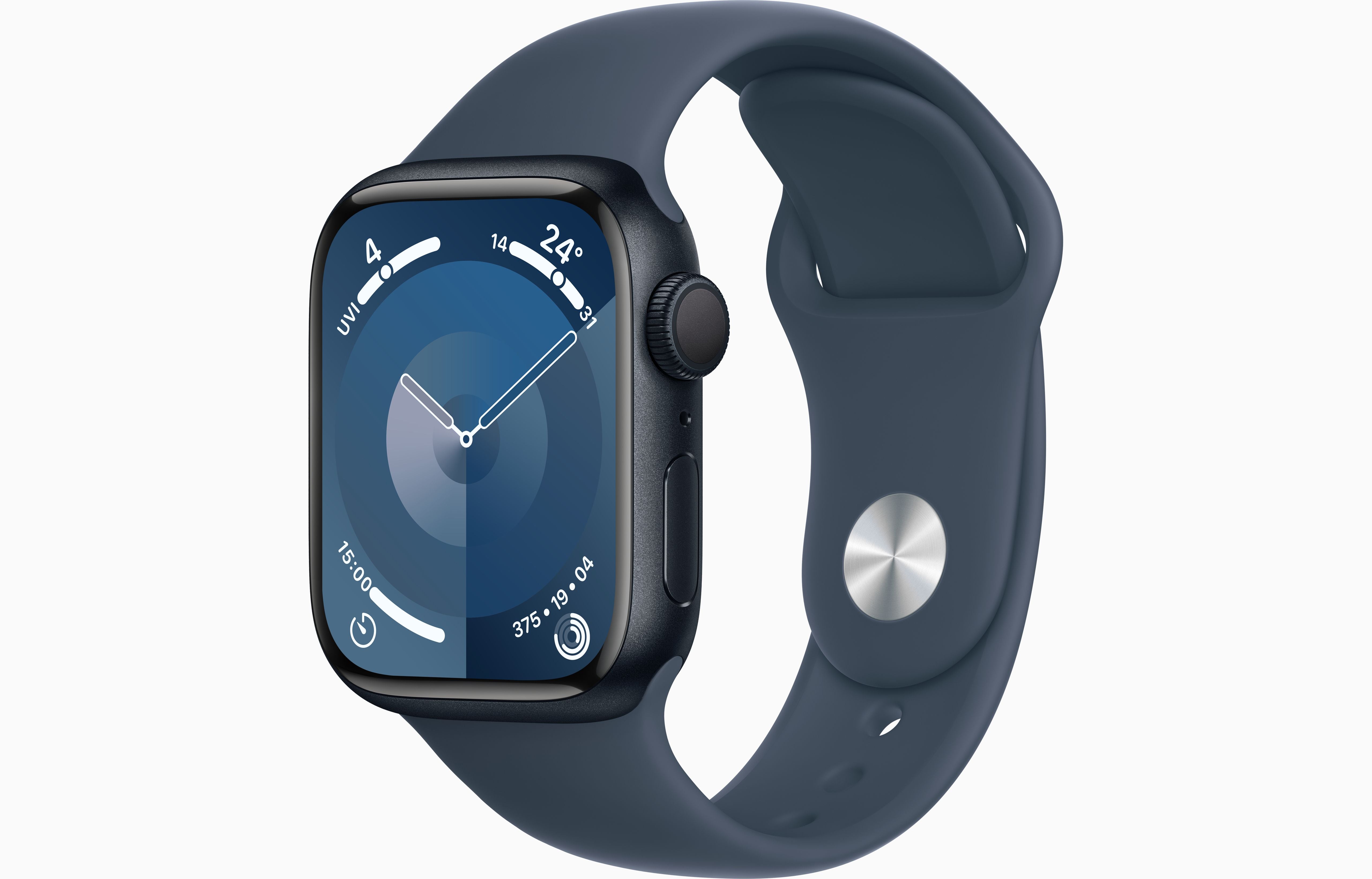 Apple Watch Series 8 GPS, 45mm Midnight Aluminium Case with Blue Sport Band  - M/L - Very Good