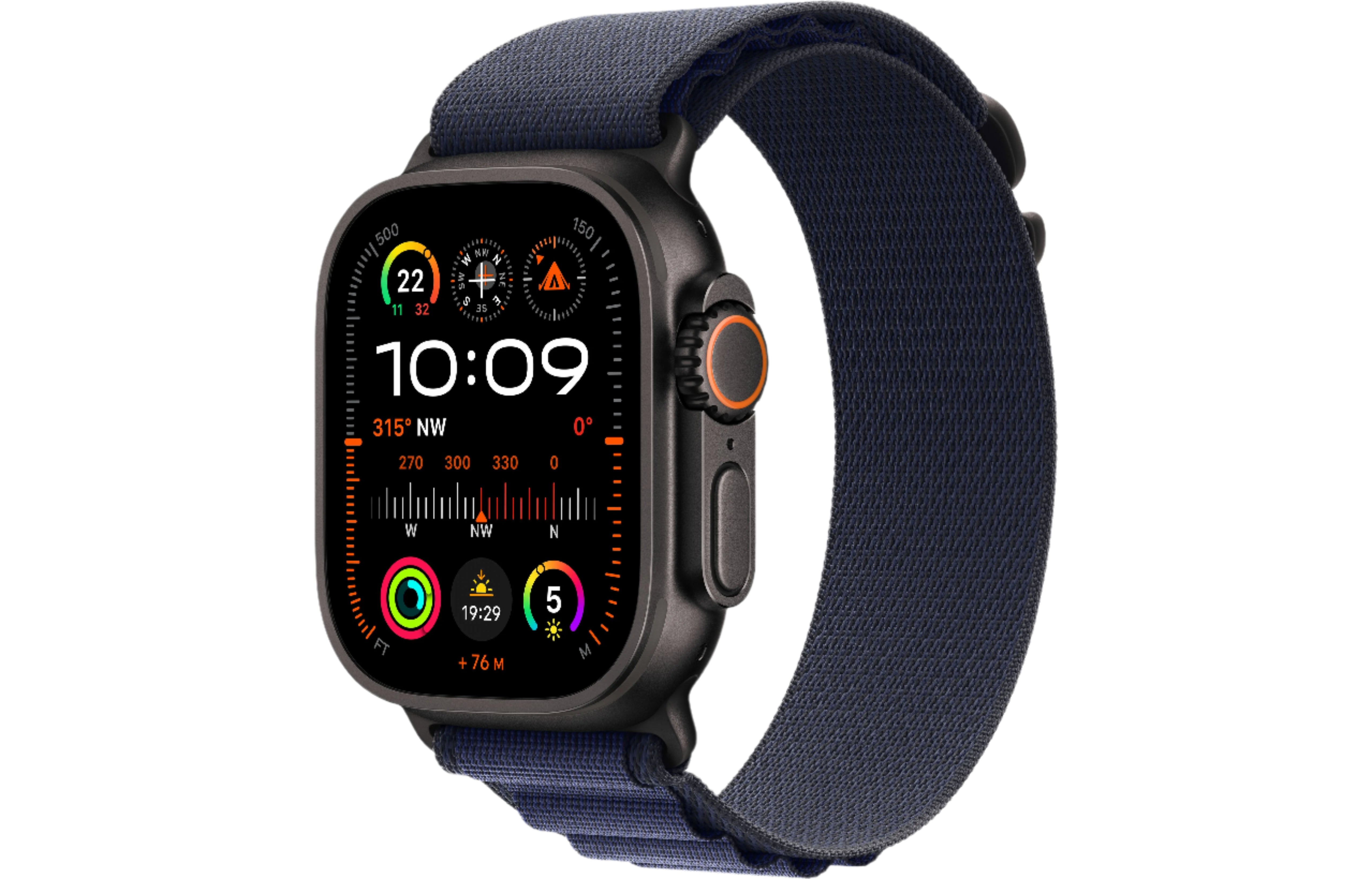 Apple Watch Ultra 2 GPS + Cellular, 49mm Black Titanium Case with Navy Alpine Loop