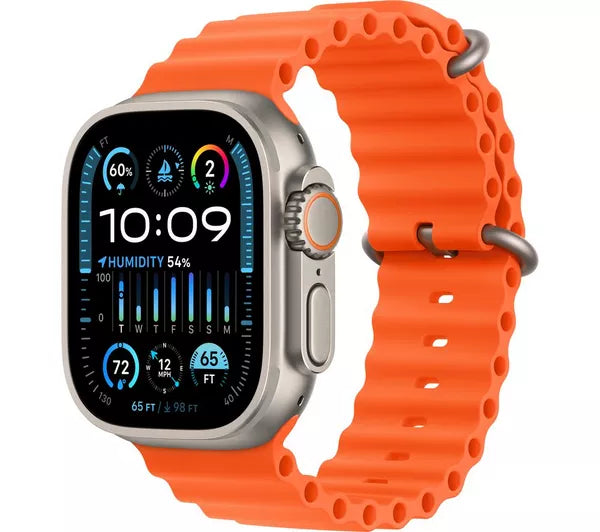 Apple Watch Ultra (GPS + Cellular), 49mm Titanium Case with Orange Ocean Band - Very Good