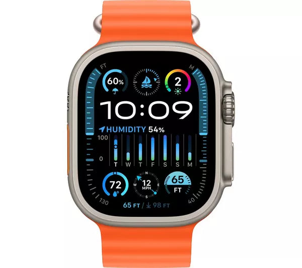 Apple Watch Ultra (GPS + Cellular), 49mm Titanium Case with Orange Ocean Band - Very Good