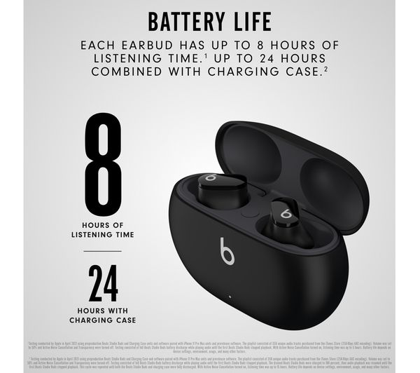 BEATS Studio Buds Wireless Bluetooth Noise-Cancelling Earbuds - Black - Pristine