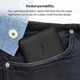 Belkin BOOSTCHARGE Plus 10K Portable Charger Power Bank (10,000 mAh with Integrated Lightning (MFI) and Integrated USB-C Cables and Additional USB-C Charging Port) - Black