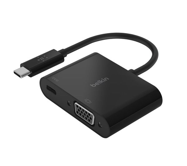 Belkin USB-C to VGA Adapter + Charge (Supports HD 1080p Video Resolution, 60W Passthrough Power for Connected Devices) MacBook Pro VGA Adapter
