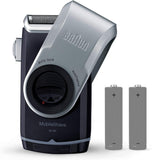 Braun PocketGo Mobile Shave Electric Travel Shaver, for On The Go, Fully Washable, M90, Black/Silver