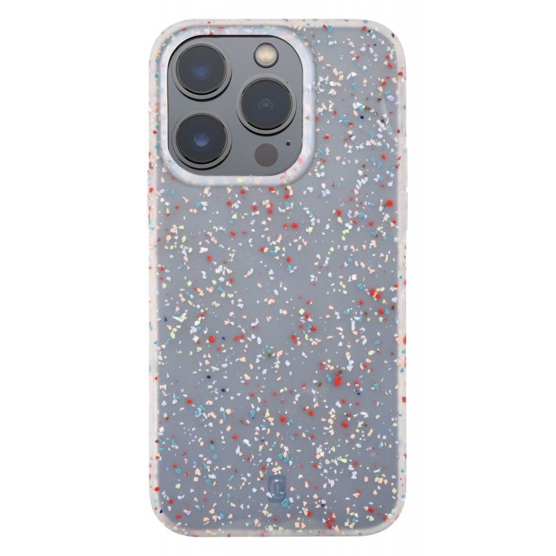 Cellularline Cover Sensation Dots for iPhone 14 Pro in Semi-Transparent Soft-Touch Silicone with White Speckled Effect
