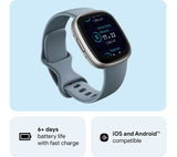 FITBIT Versa 4 Smart Watch - Waterfall Blue & Platinum - Good