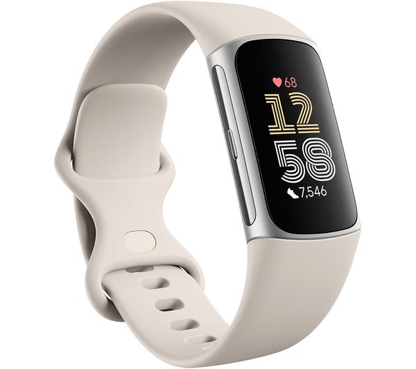 FITBIT Charge 6 Fitness Tracker - Porcelain, Silicone Strap, Universal
