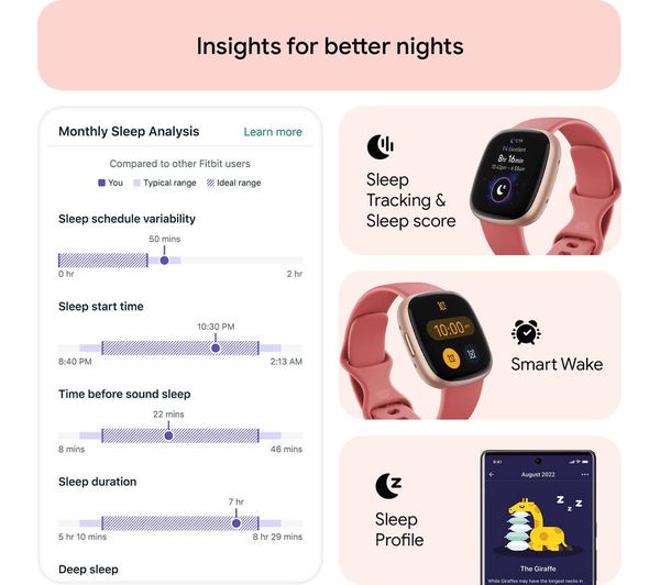 FITBIT Versa 4 Smart Watch - Pink Sand & Copper Rose - Acceptable
