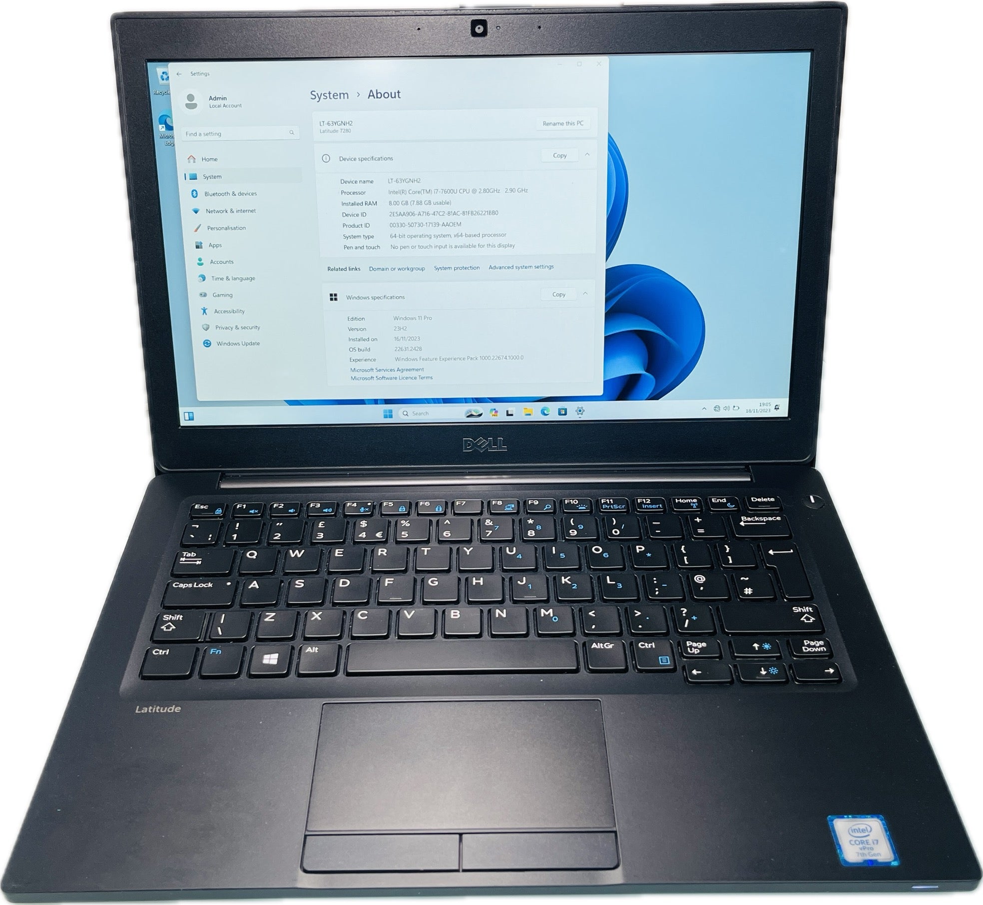 Dell Latitude 7280 i7-7600U-7thGen 2.80GHz 8GB RAM 256GB SSD Windows 11 Laptop REF#65652 G