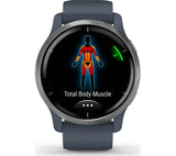 GARMIN Venu 2 - Silver & Granite Blue - Pristine