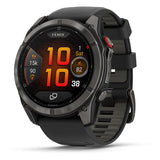 GARMIN fēnix 8 Pro AMOLED Sapphire GPS Smartwatch - 51mm Carbon Grey Titanium with Black/Pebble Grey Band - Good