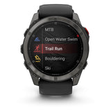 GARMIN fēnix 8 Pro AMOLED Sapphire GPS Smartwatch - 51mm Carbon Grey Titanium with Black/Pebble Grey Band - Good