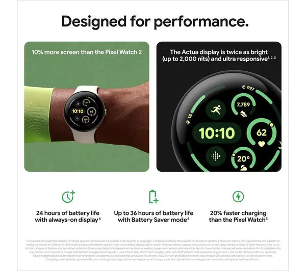GOOGLE Pixel Watch 3 WiFi - Black, Obsidian Band, 45mm - Pristine
