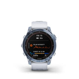 GARMIN fēnix 7 Sapphire Solar GPS Smartwatch - 47mm Mineral Blue Titanium with Whitestone Band - Good