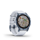 GARMIN fēnix 7 Sapphire Solar GPS Smartwatch - 47mm Mineral Blue Titanium with Whitestone Band - Good