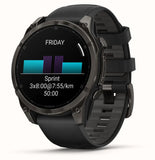 Garmin fēnix 8 AMOLED Sapphire GPS Smartwatch, 43mm Carbon Grey DLC Titanium Case with Black/Pebble Grey Silicone Strap - Good