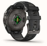Garmin fēnix 8 AMOLED Sapphire GPS Smartwatch, 43mm Carbon Grey DLC Titanium Case with Black/Pebble Grey Silicone Strap - Good