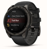 Garmin fēnix 8 AMOLED Sapphire GPS Smartwatch, 43mm Carbon Grey DLC Titanium Case with Black/Pebble Grey Silicone Strap - Good