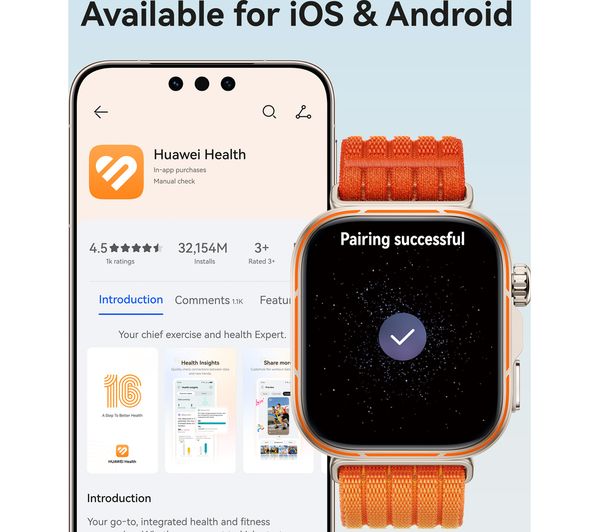HUAWEI Watch Fit 5 Pro - Titanium Orange with Orange Woven Strap - Pristine