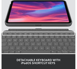 LOGITECH Combo Touch Keyboard Case with Trackpad for iPad 10th Gen / A16 10.9" - Oxford Grey - Pristine