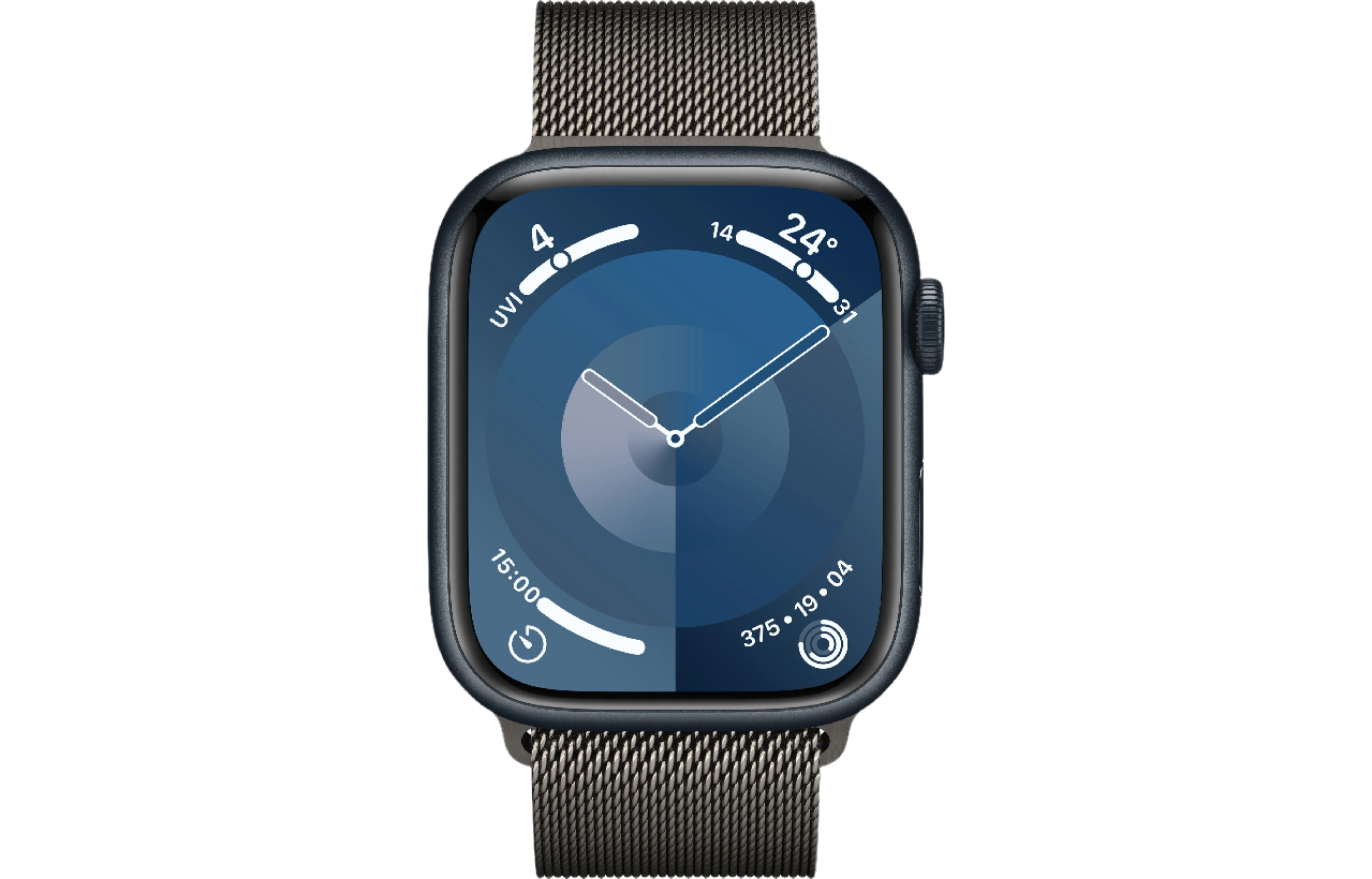 Apple Watch Series 9 GPS 45mm Midnight Aluminium Case with Graphite Milanese Loop Good