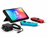 Nintendo Switch OLED Neon Red & Blue Console with Charger - Very Good