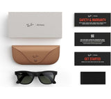 RAY-BAN Meta Wayfarer Large Glasses - Matte Black, Clear to G15 Green Transitions - Pristine