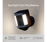 RING Spotlight Cam Plus Battery Full HD 1080p WiFi Security Camera - Black - Pristine