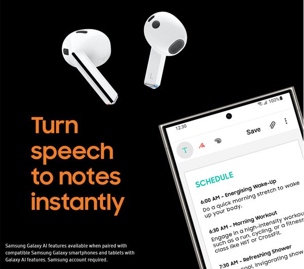 SAMSUNG Galaxy Buds3 Wireless Bluetooth Noise-Cancelling Earbuds - Silver - Good