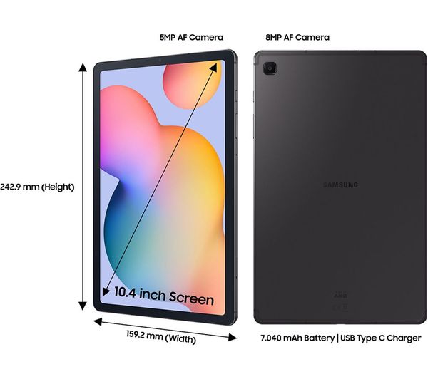 SAMSUNG Galaxy Tab S6 Lite (2024) 10.4” Tablet - 64GB, Grey - Pristine