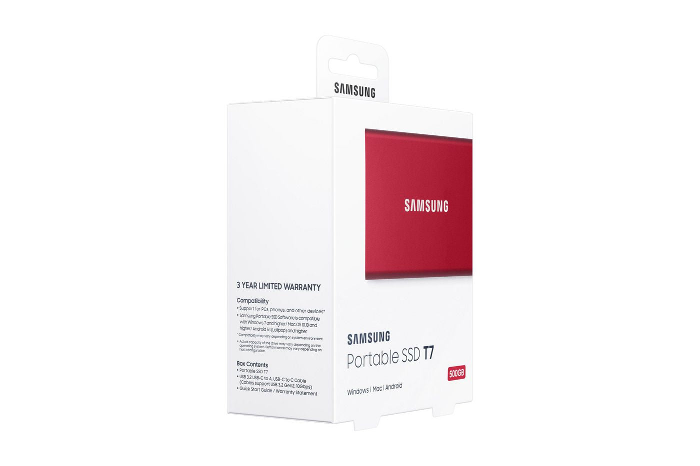 SAMSUNG T7 Portable External SSD - 500 GB, Red