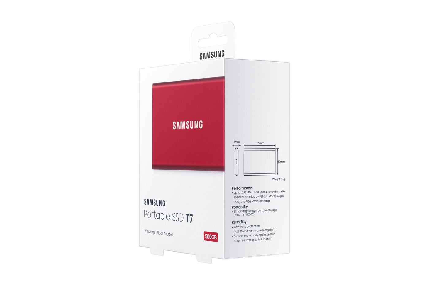 SAMSUNG T7 Portable External SSD - 500 GB, Red