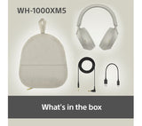 SONY WH-1000XM5 Wireless Bluetooth Noise-Cancelling Headphones - Silver - Pristine