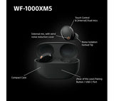 SONY WF-1000XM5 Wireless Bluetooth Noise-Cancelling Earbuds - Black - Pristine