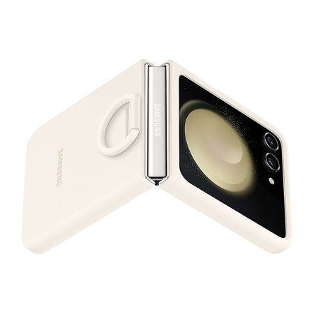 Samsung Cream Silicone Case with Ring - For Samsung Galaxy Z Flip5
