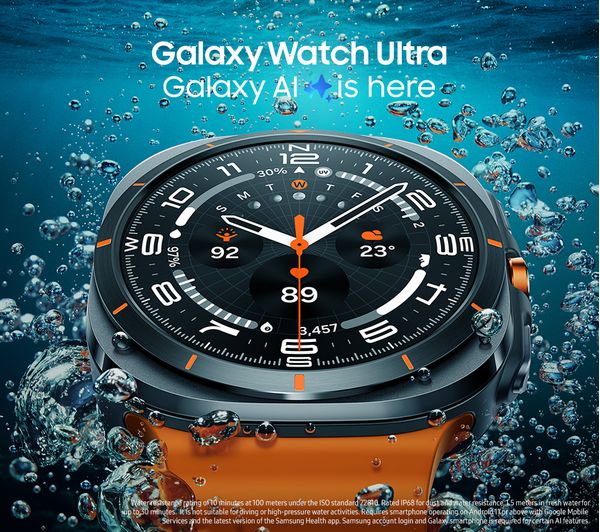 SAMSUNG Galaxy Watch Ultra LTE - Titanium Silver & Dark Grey, 47 mm - Pristine