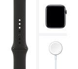 Apple Watch Series 6 GPS + Cellular - 44mm Graphite Stainless Steel Case with Black Sport Band - Very Good