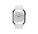 Apple Watch Series 8 GPS, 41mm Silver Aluminium Case with White Sports Band - S/M - Acceptable