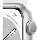 Apple Watch Series 8 GPS, 41mm Silver Aluminium Case with White Sports Band - S/M - Acceptable