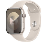 Apple Watch Series 9 GPS, 45mm Starlight Aluminium Case with Starlight Sport Band - M/L - Pristine