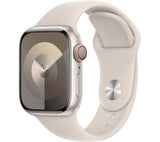 Apple Watch Series 9 GPS + Cellular, 41mm Silver Aluminium Case with Starlight Sport Band - M/L - Pristine